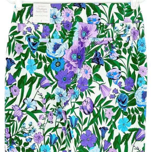 Talbots Women's Stretch Slim Leg Floral Garden Chatham Ankle Pants Size 4 NWT - Picture 4 of 12